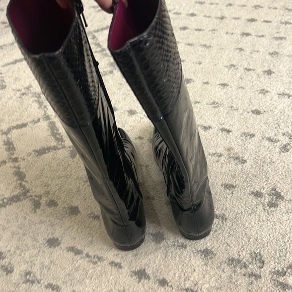 Coach FRESNA Patent Leather Knee-High Boot Black 7 riding croc embossed 7B - Picture 4 of 16